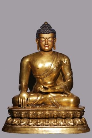 Bronze gilt one meter high Sakyamuni seated statue