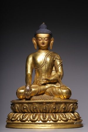 Bronze gilt seated statue of Sakyamuni