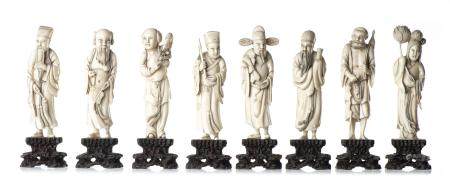 CHINE. Huit immortels en ivoire