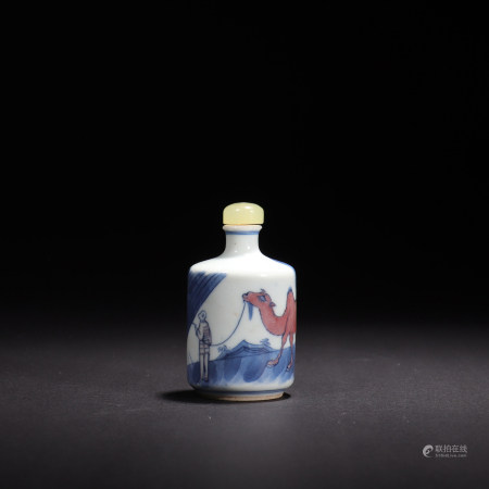 清中期 青花釉里红二里沟鼻烟壶