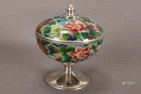 Japanese Plique-du-Jour Pedestal Jar and Cover,