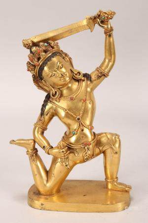 Sino-Tibetan Gilt Bronze Deity,