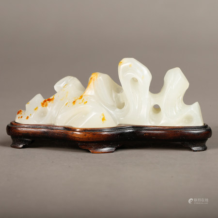 Chinese White Jade Boulder Brush Rest