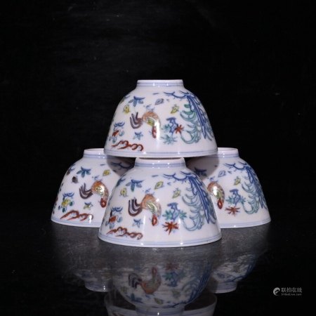 明成化红胎斗彩鸡罡杯