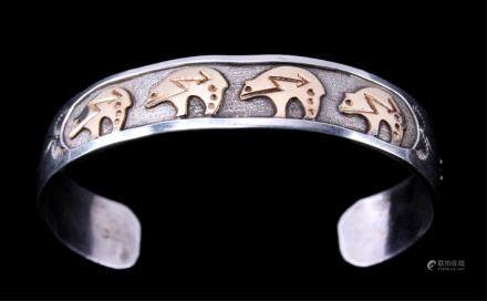 Zuni Gold Bears & Sterling Bracelet