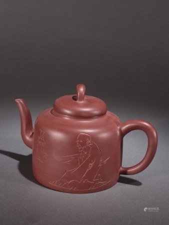 清水砂人物纹茶壶