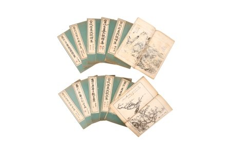 TWO SETS OF CHINESE WOODBLOCK PRINT ALBUMS 王念慈著 《當代名畫大觀正集》及《當代名畫大觀續集》