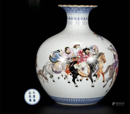 粉彩五王醉归图石榴尊 