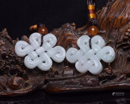清 翡翠平安佩一对