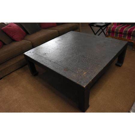 A Chinese square lacquered coffee table supported on shaped legs. H 45cm, W 119cm, D 119cm6