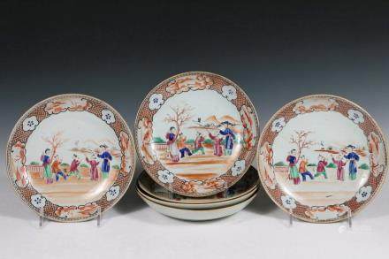 Chinese Famille Rose Porcelain Plate 6pc  