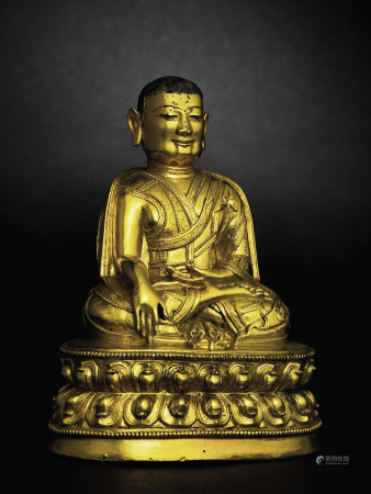 15世纪 铜鎏金上师像