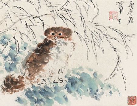 虚谷  黄耳图