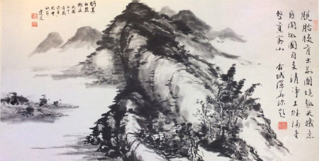 杜达文，广东番禺人。人称标叔，披荆文会干事。擅山水画，于黄大仙小区中心教画。此画作于1981年，水墨意境深遠，品相佳。
