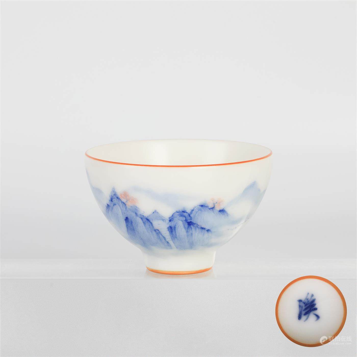 溪陶坊  仿汝窑哑光开片溪山奇景杯