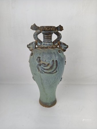 钧窑双耳赏瓶H35