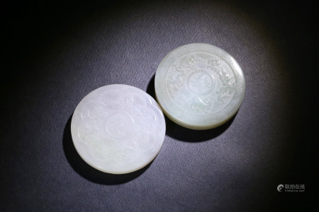 青玉福壽紋珮2件