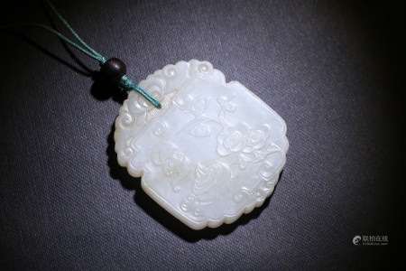清 白玉福壽梅花牌