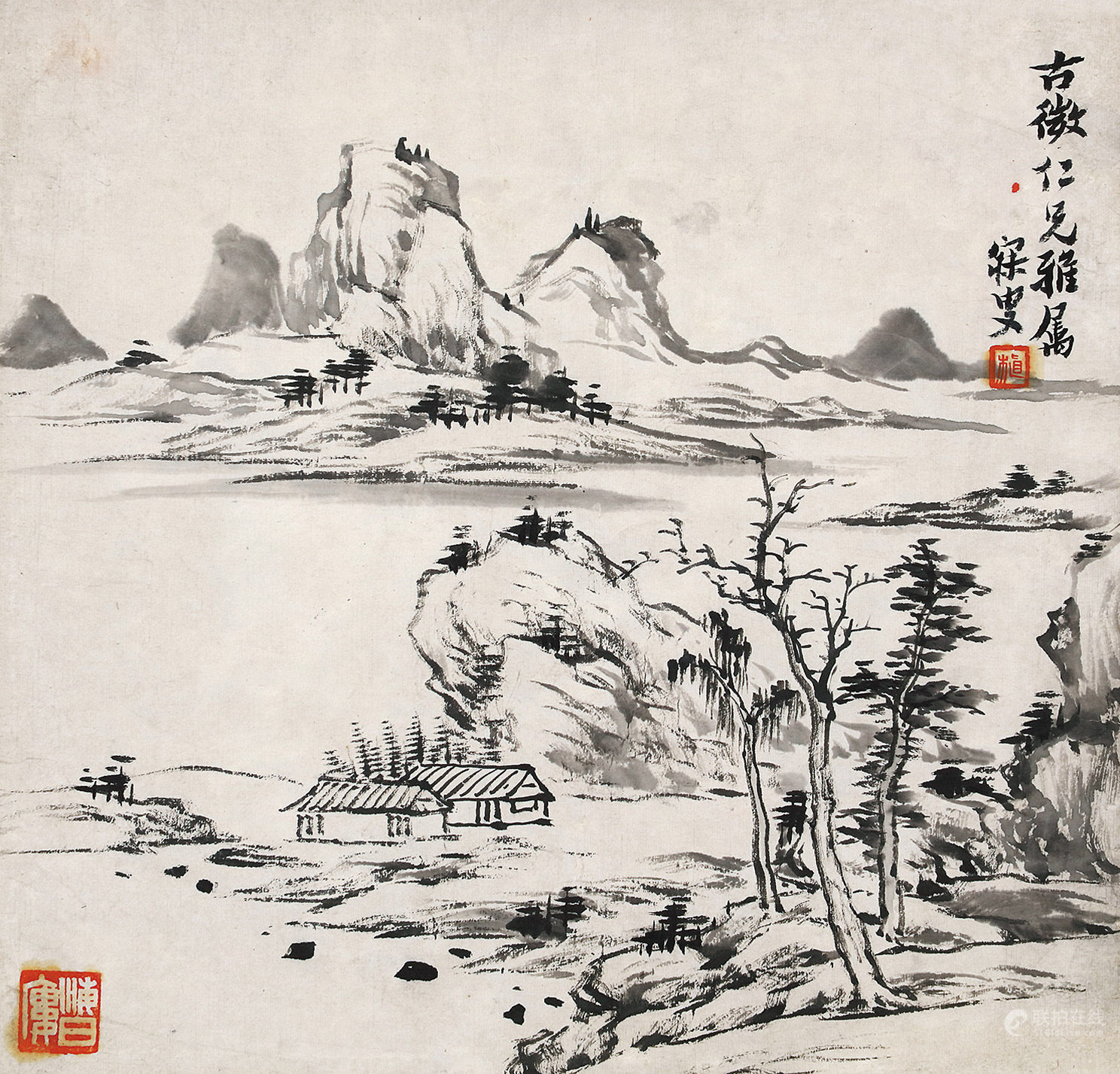 沈曾植 1850～1922 江村远山图