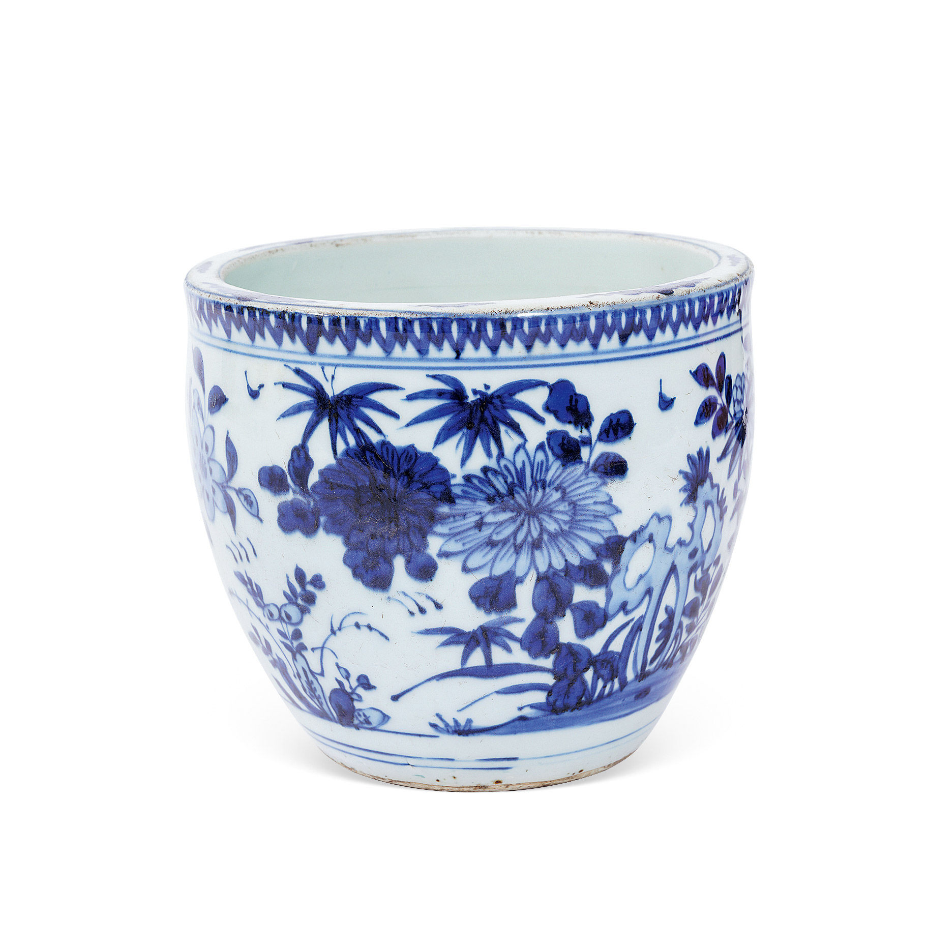 明 青花花卉缸
